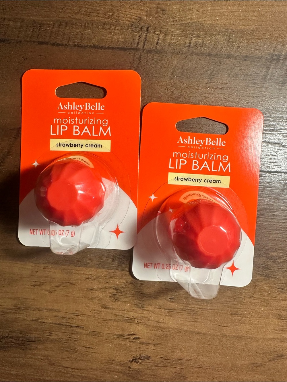 Ashley Belle Collection 2PC Moisturizing Lip Balm Strawberry Cream Flavor NEW